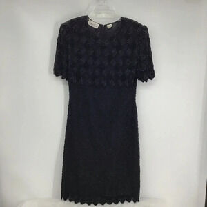 Laurence Kazar Vintage Silk Beaded Sequins Cocktail Party Dress Size Medium